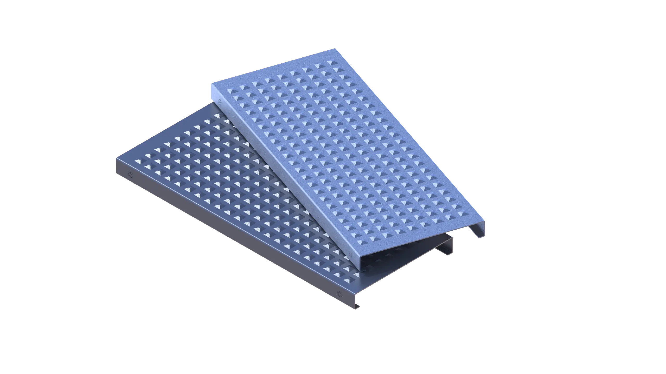 Perforated and embossed straight metal steps